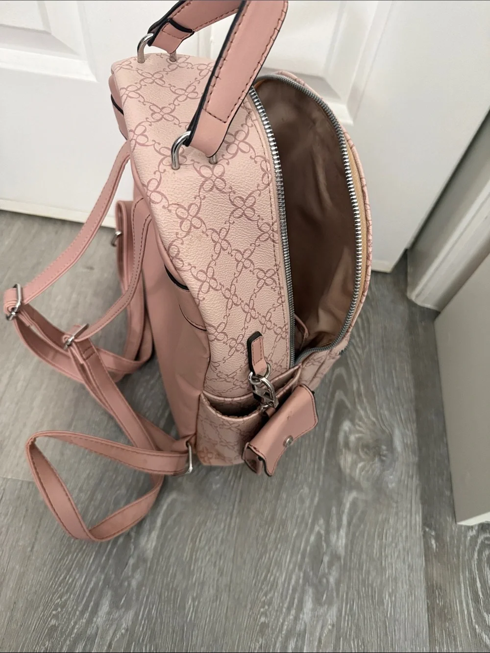 Nine West Blush Pink Monogram Mini Backpack